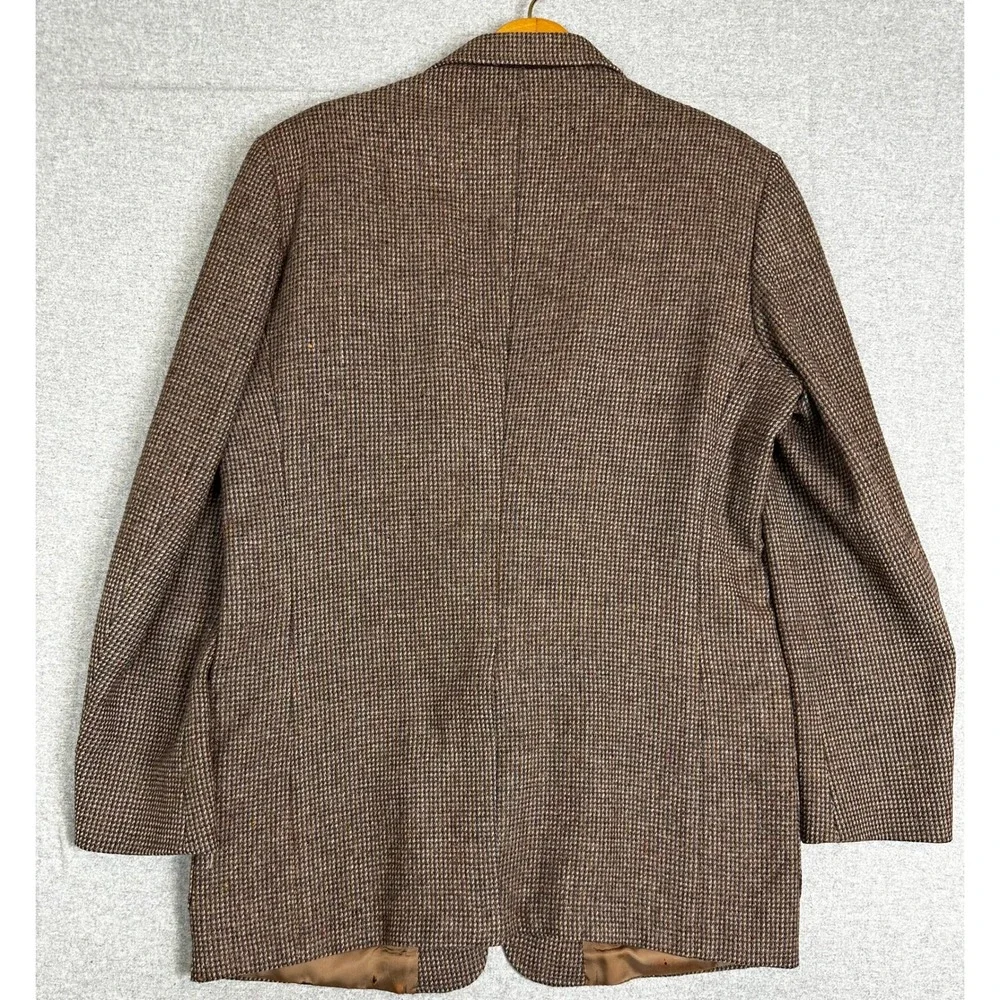 Vintage Arnie Tweed Blazer Mens 46XT Brown Houndstooth Woven Button Sport Coat